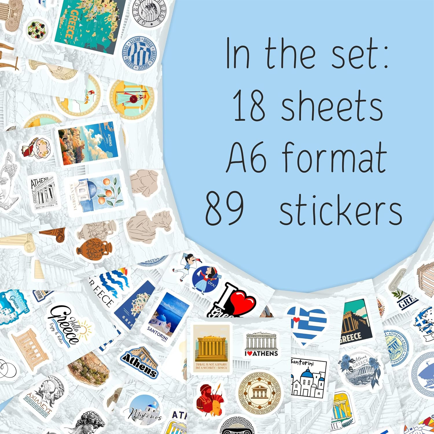 Greece Stickers for Water Bottle and Laptop – Greece Decorations and Party Favor