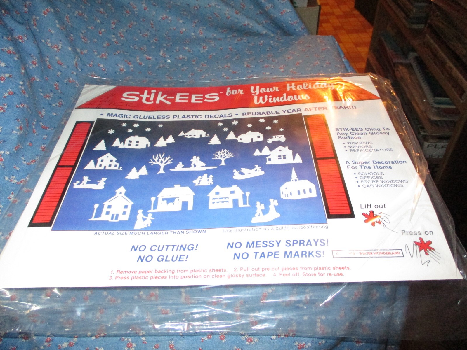 (1068) NOS Stik-ees Creative Fun Magic Plastic Decals WW Winter Wonderland