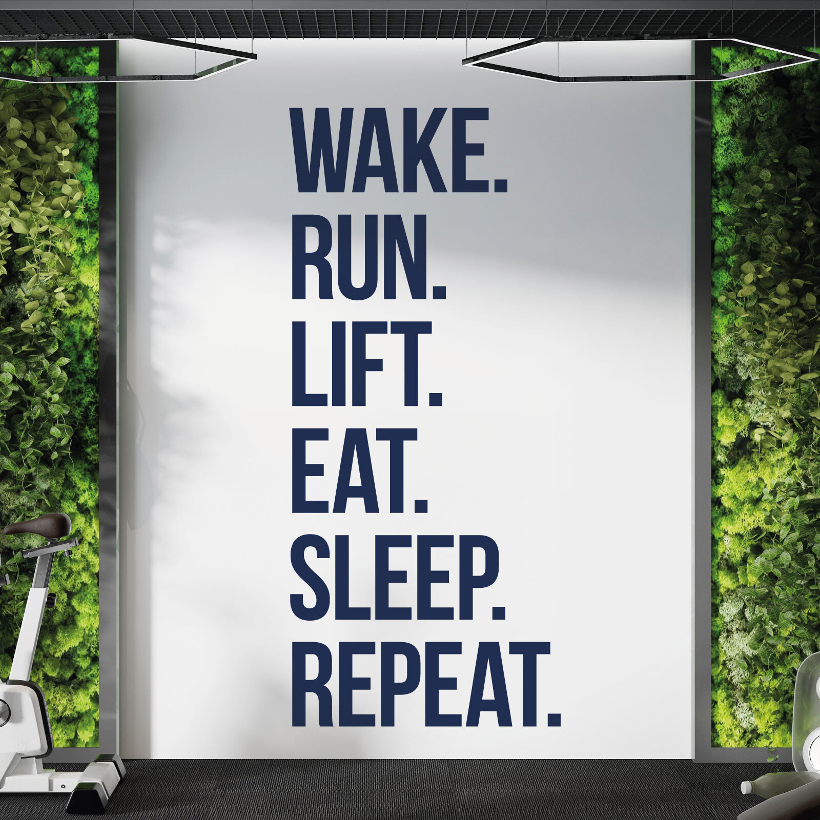 Wake. Run. Lift. Eat. Sleep. Repeat. – Gym Motivational Vinyl Wall Sticker UK