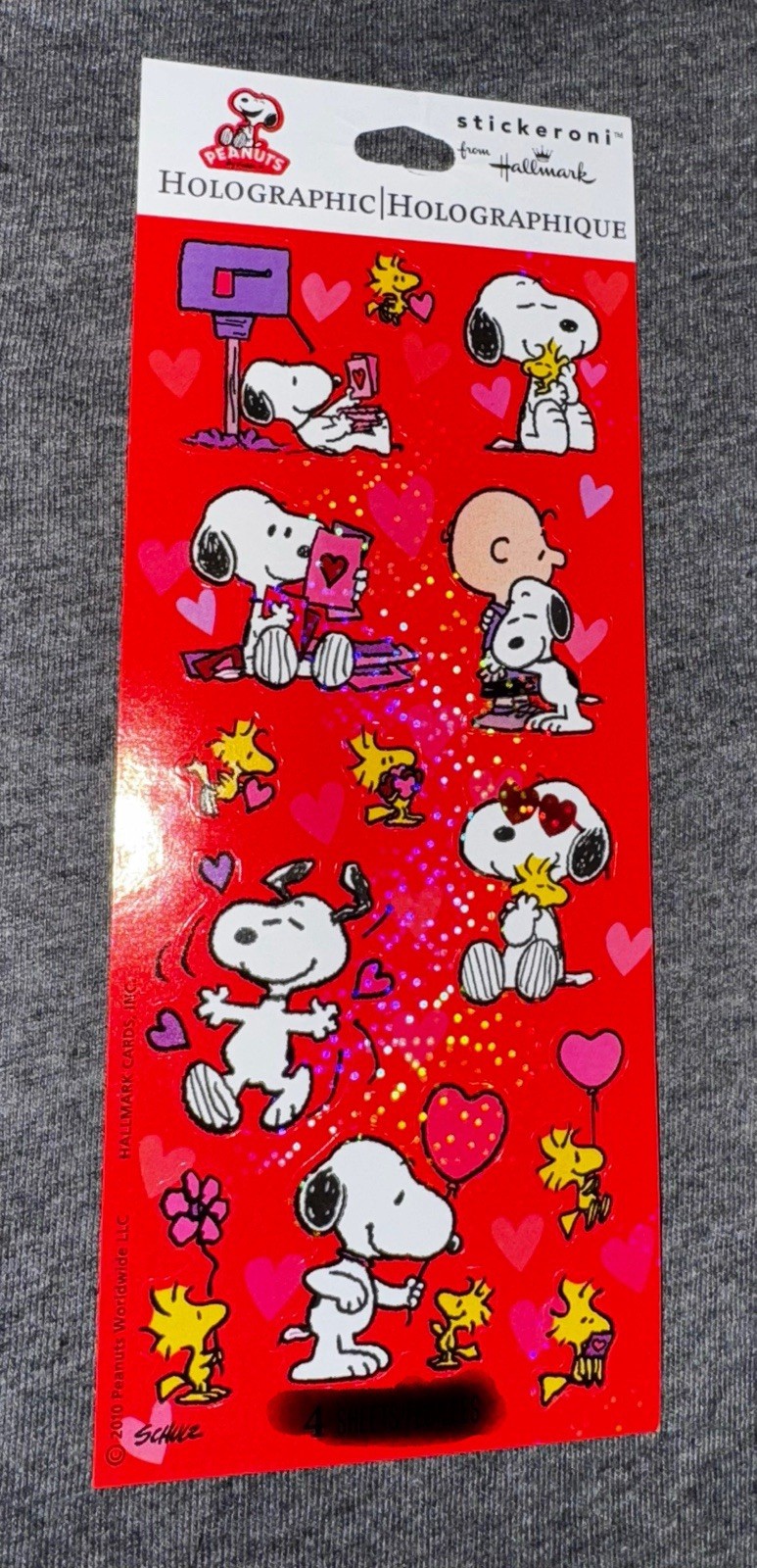 Hallmark Stickeroni Holographic Peanuts Stickers Snoopy Hearts Valentine’s