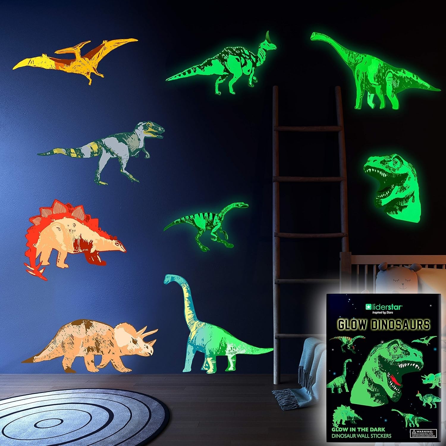 Dinosaur Wall Decals for Kids – Glow in The Dark, Removable Decor for Bedrooms