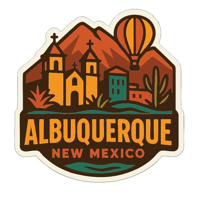 Albuquerque New Mexico Sticker Decal Vinyl Die-Cut City Skyline Landmark Design