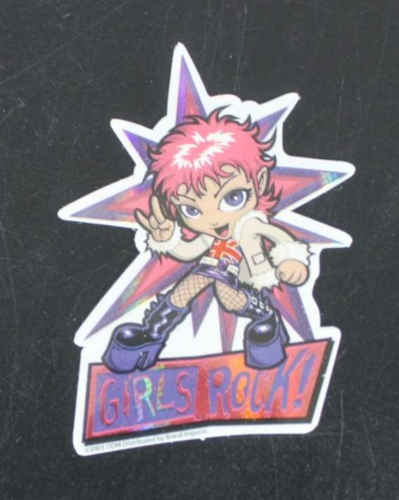 Girls Rock! 2003 Y2K ODM Brand Imports Prism Holo Girl Power Vending Sticker