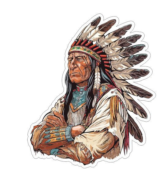 Native American Indian with headdress head dress Sticker Stickers Decal A1021
