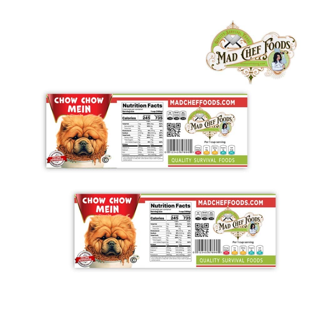 FUNNY CHRISTMAS Chow Chow Mein Can Label STOCKING STUFFER Joke Gag Gift Santa