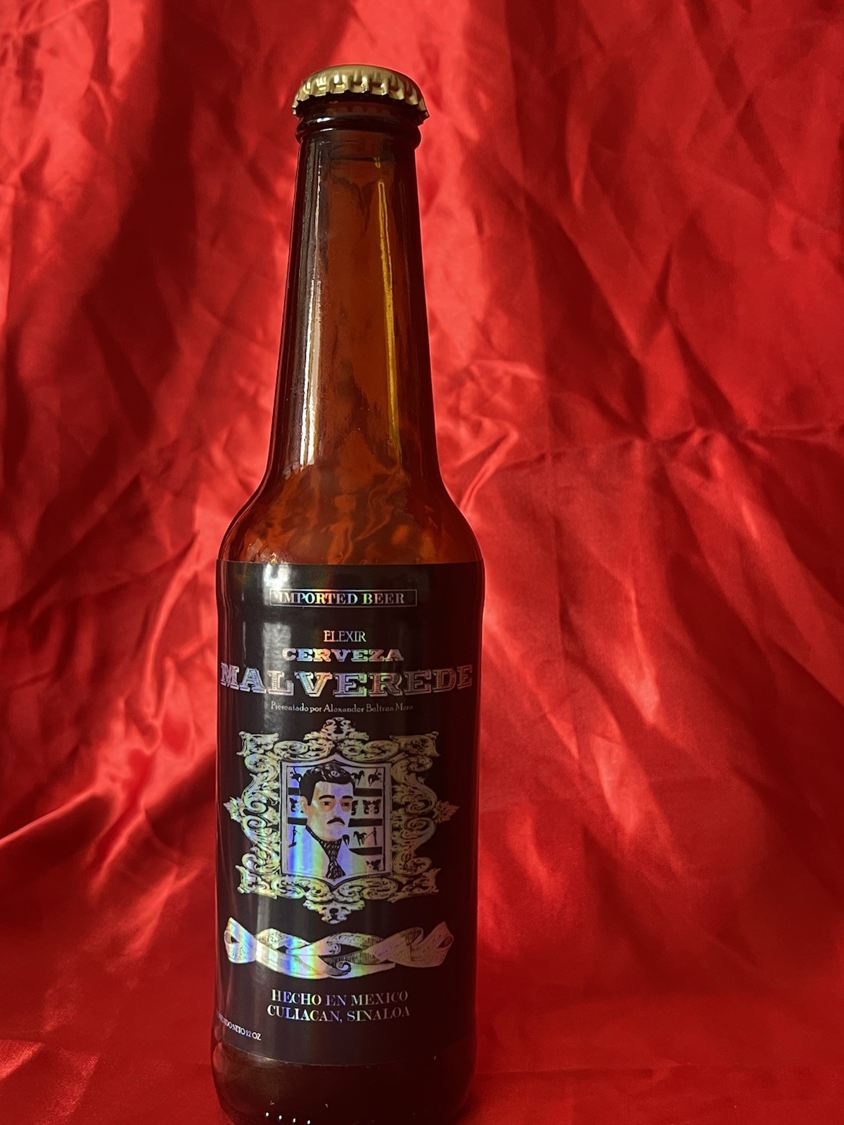 Malverde Beer Bottle Sticker Label Mexico Brewery