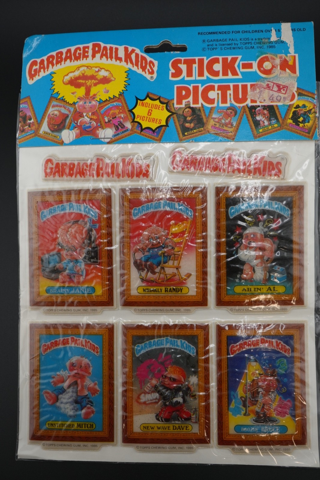 Vintage Garbage Pail Kids Stick On Name Tags Sticker Set Art GPK 1986 Set of 11