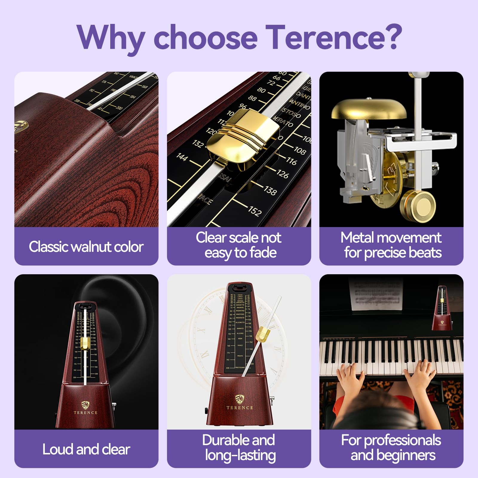 Mechanical Metronomes for Piano Guitar Drum Violin and Other Musical Instruments