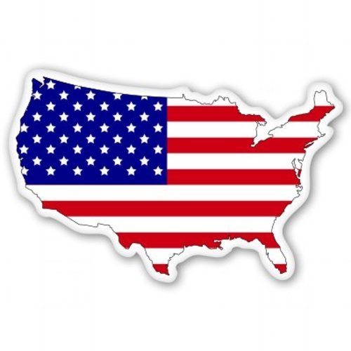 American Flag Map USA Patriotic – Vinyl Sticker Decal – SELECT SIZE