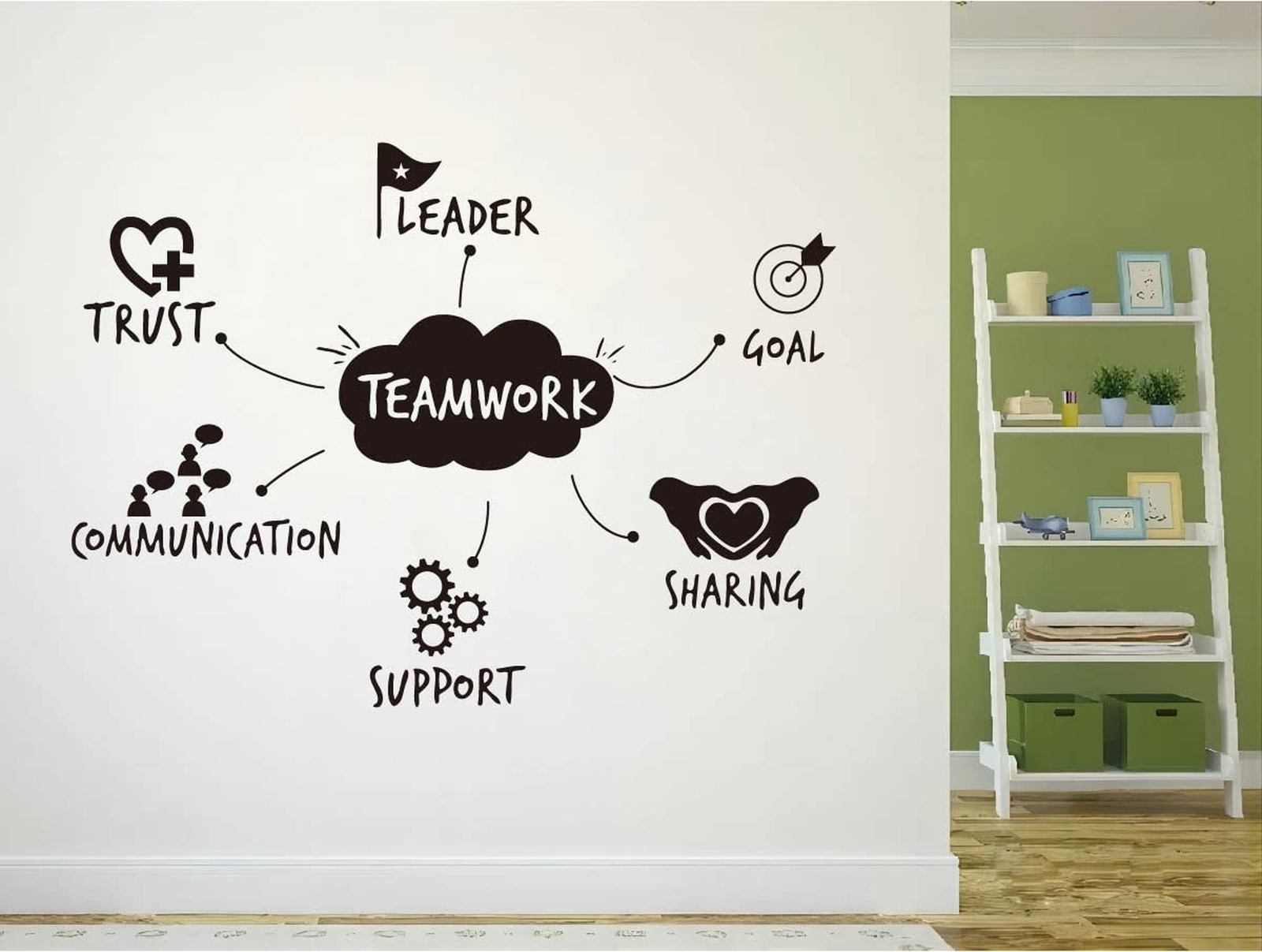 Teamwork Qualities Wall Sticker Office Inspirational Decals Team Work Decorat…