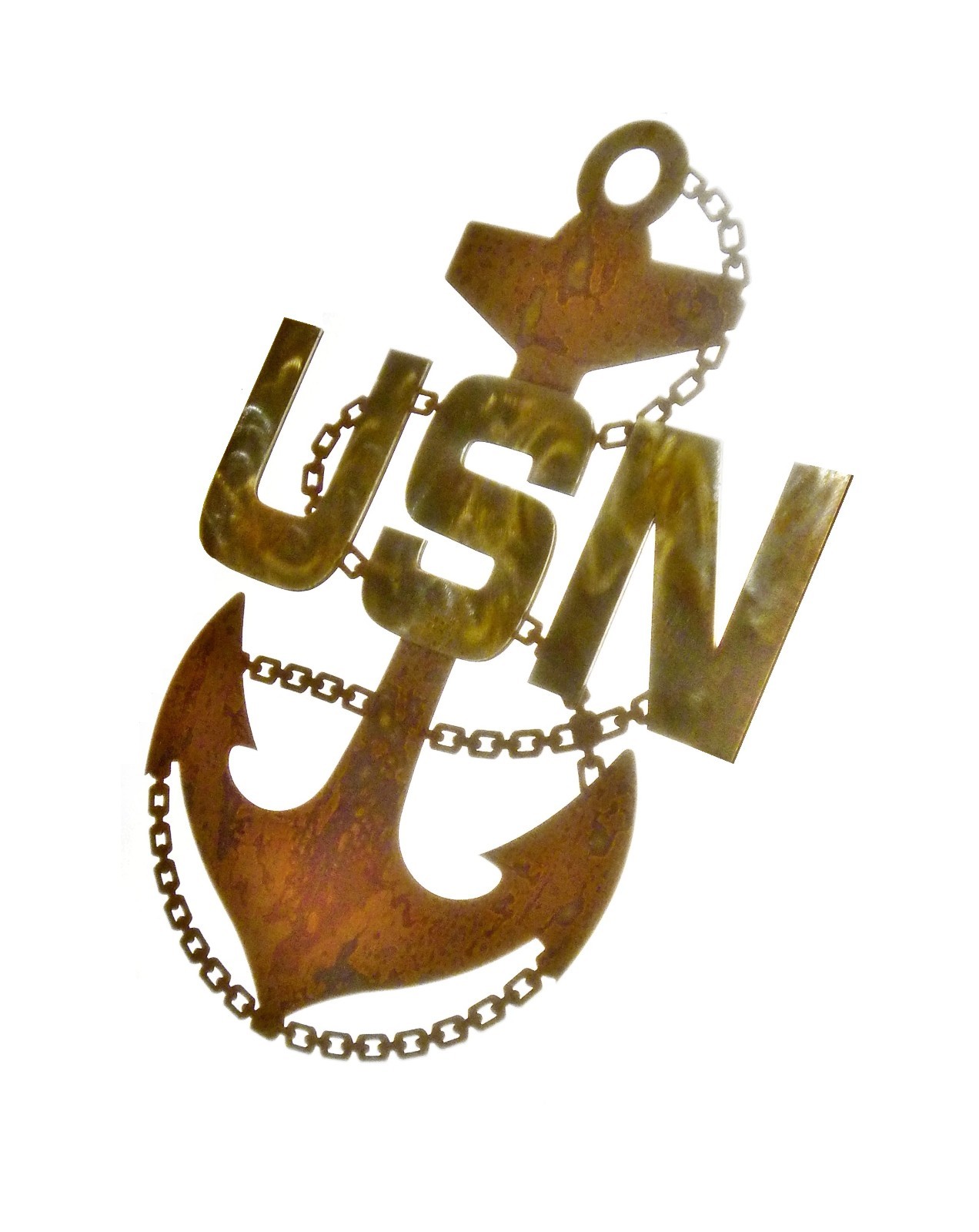 US Navy Chief Anchor Rustic Steel Wall Decor — 19" tall