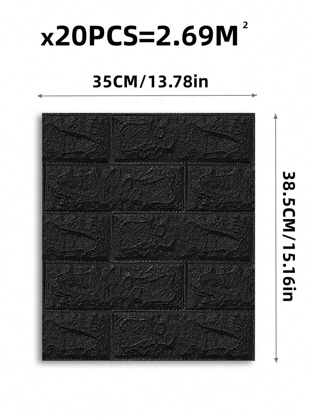 Black 3D Brick Peel And Stick Wall Panels 4pcs Removable Waterproof