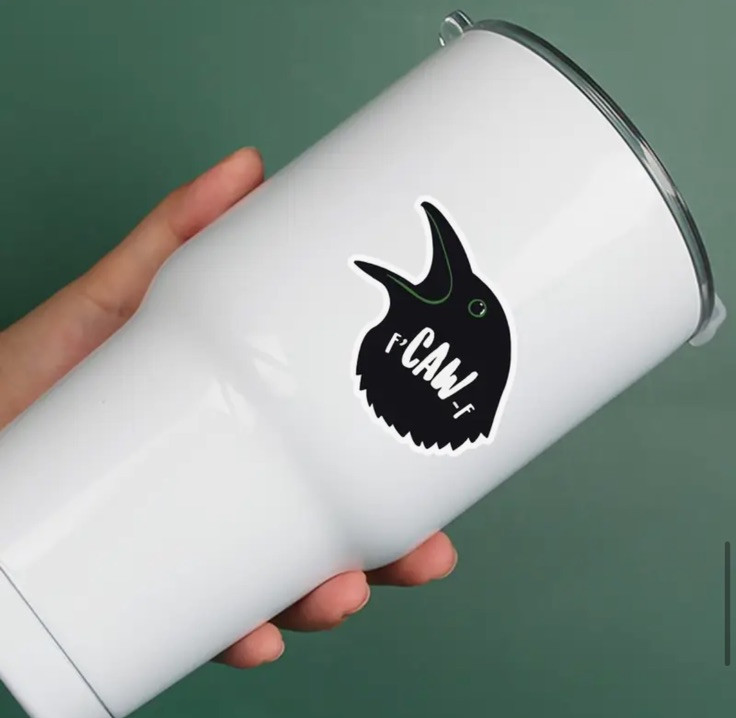 Decal Black Crow F’Caw-f, Bird For Laptop Tumbler Notebook Fcawf Funny Sticker