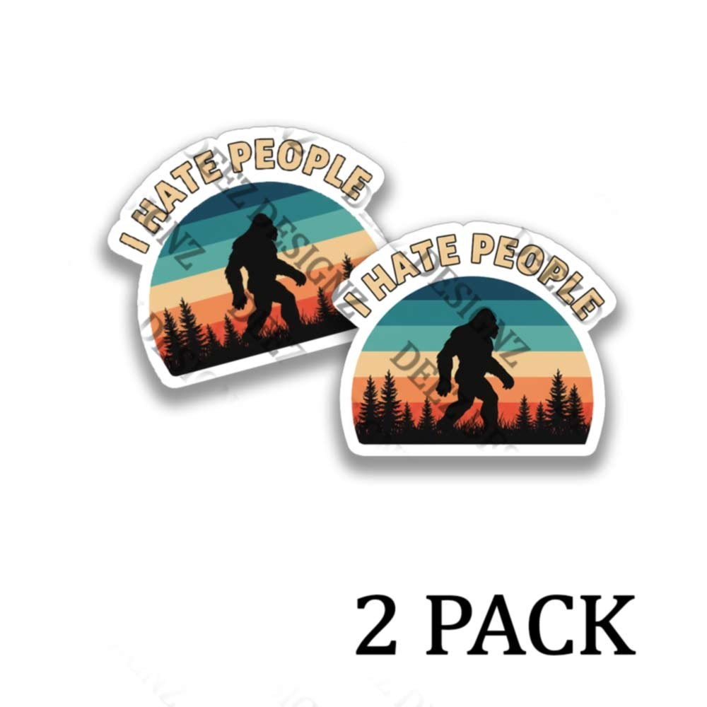 Bigfoot Misanthrope- Funny Adhesive Vinyl Indoor Outdoor Sticker Decals – 2pack