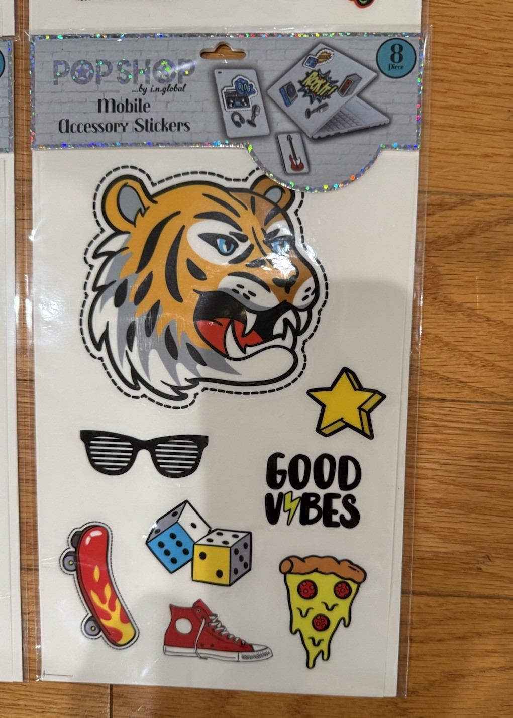 Pop Shop Mobile Accessory Stickers Tiger Pizza 8pc Lot Of 4