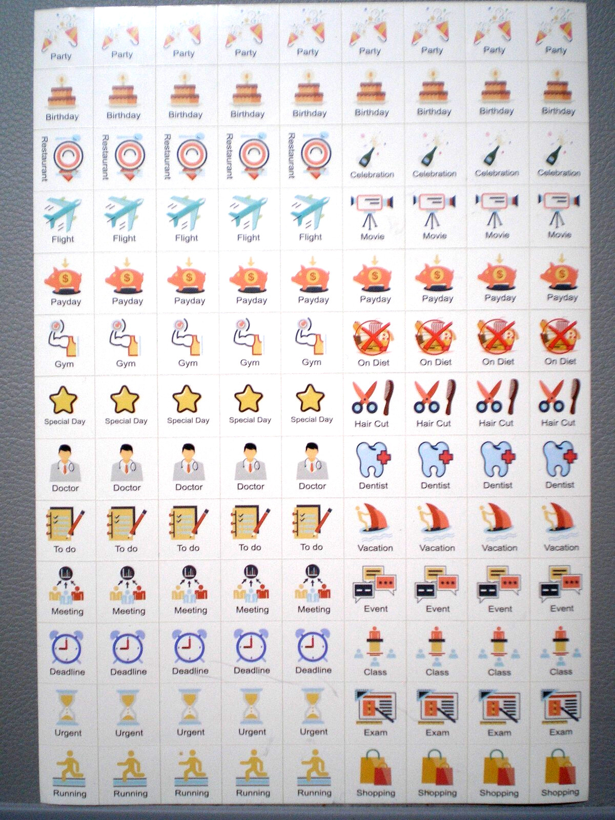 234 Planner Calendar Stickers Appointment Event Reminder Flight, Doctor, Gym etc