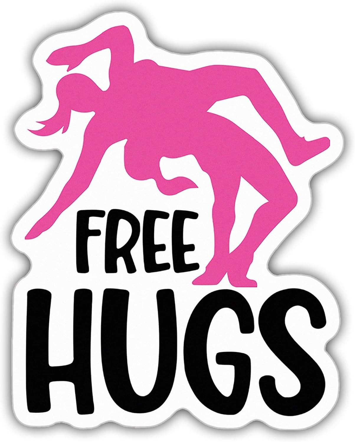 Wrestling Girl Sticker,Wrestling – Free Hugs, Cool Wrestler Decal Size 3"