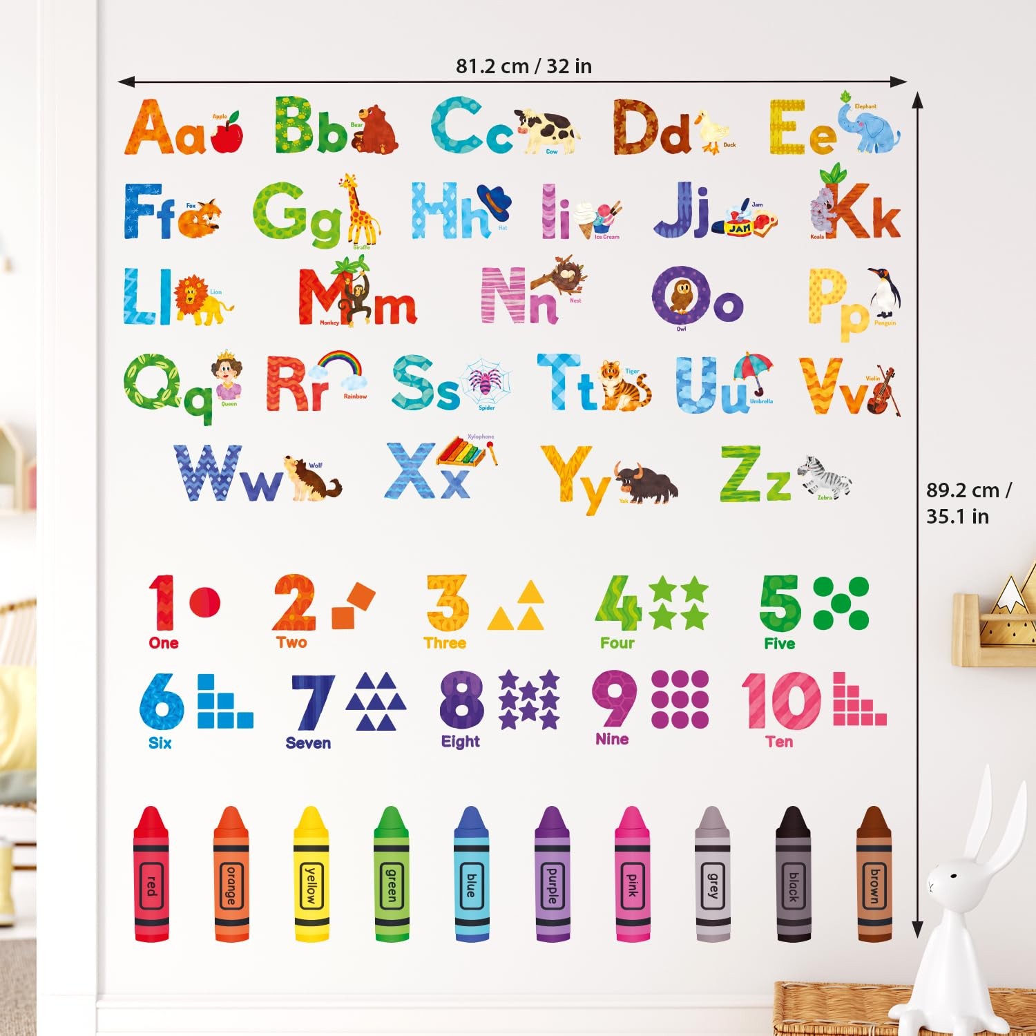 DS-8044 Animal Alphabet Numbers Colour Decals Stickers Peel and Stick Removab…