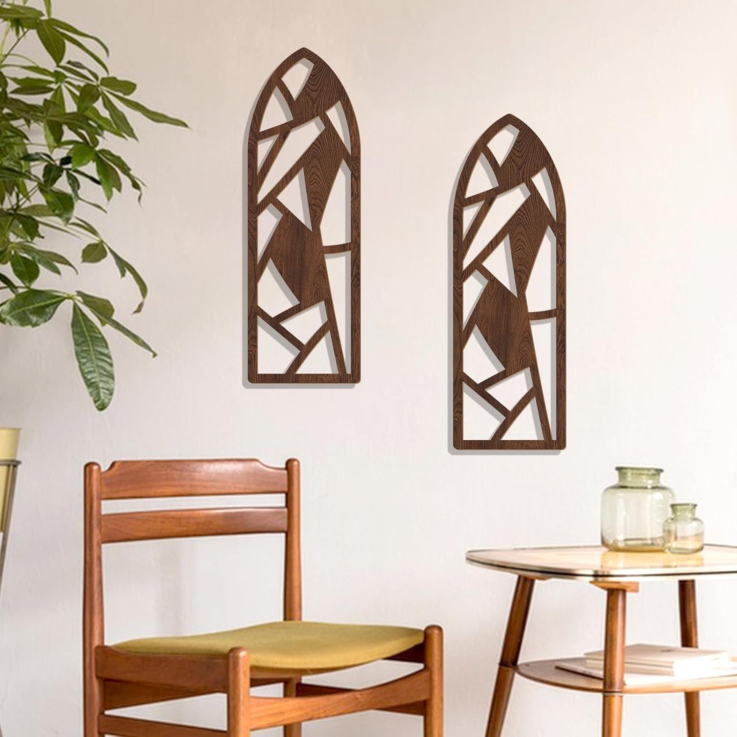 Chic 2-Piece Geometric Wall Decor Set – Modern Wooden Art for Living Spaces