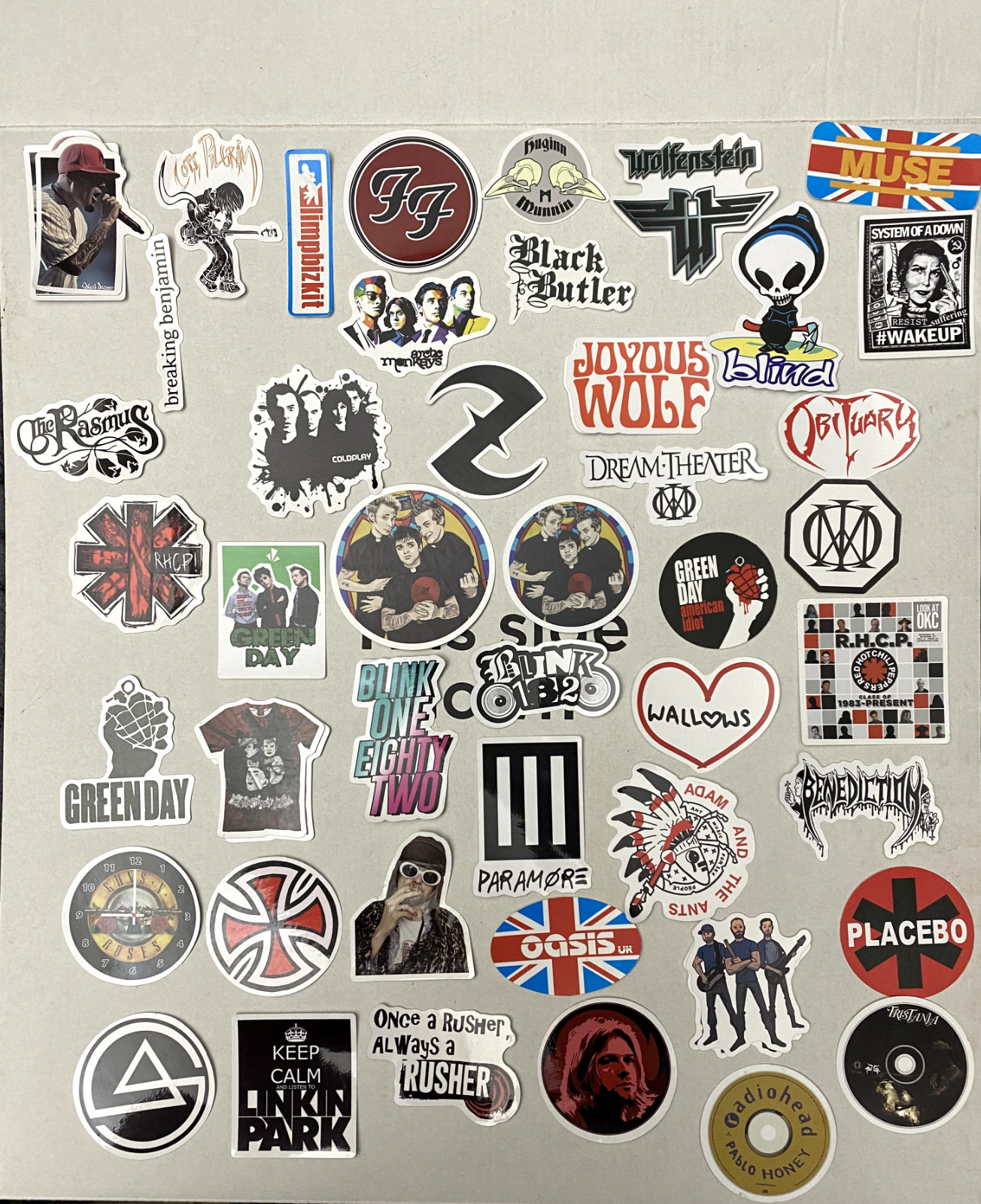 ROCK BAND DECALS STICKERS LAPTOP, GUITAR, SKATEBOARD ETC…FREE SHIPPING