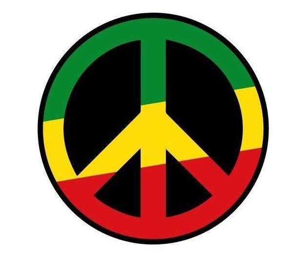 Rasta Peace Sign Sticker Decal Rastafari Rastafarianism Jamaica Rastafarian