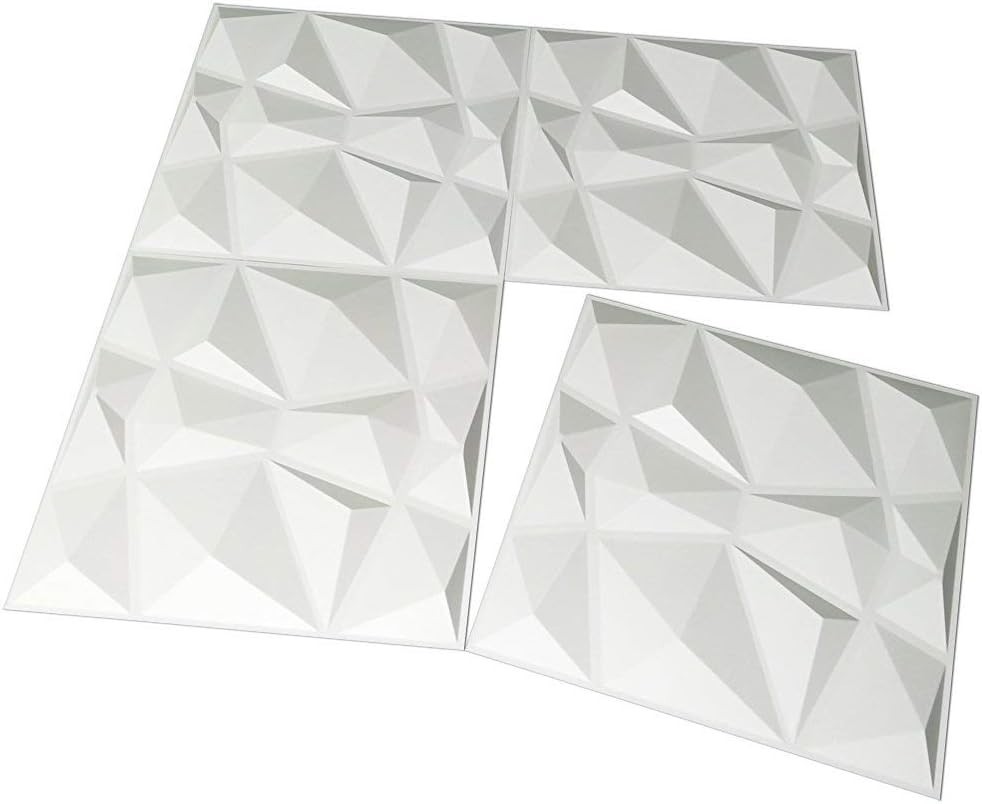 12 Pack 3D Diamond Design Wall Panels 19.7"x19.7" PVC Panel for Interior Wall…