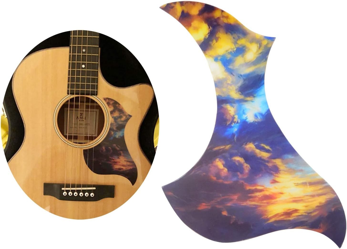 1PCS Self Adhesive Anti-Scratch Hummingbird and Water Shaped Acoustic Guitar Pic