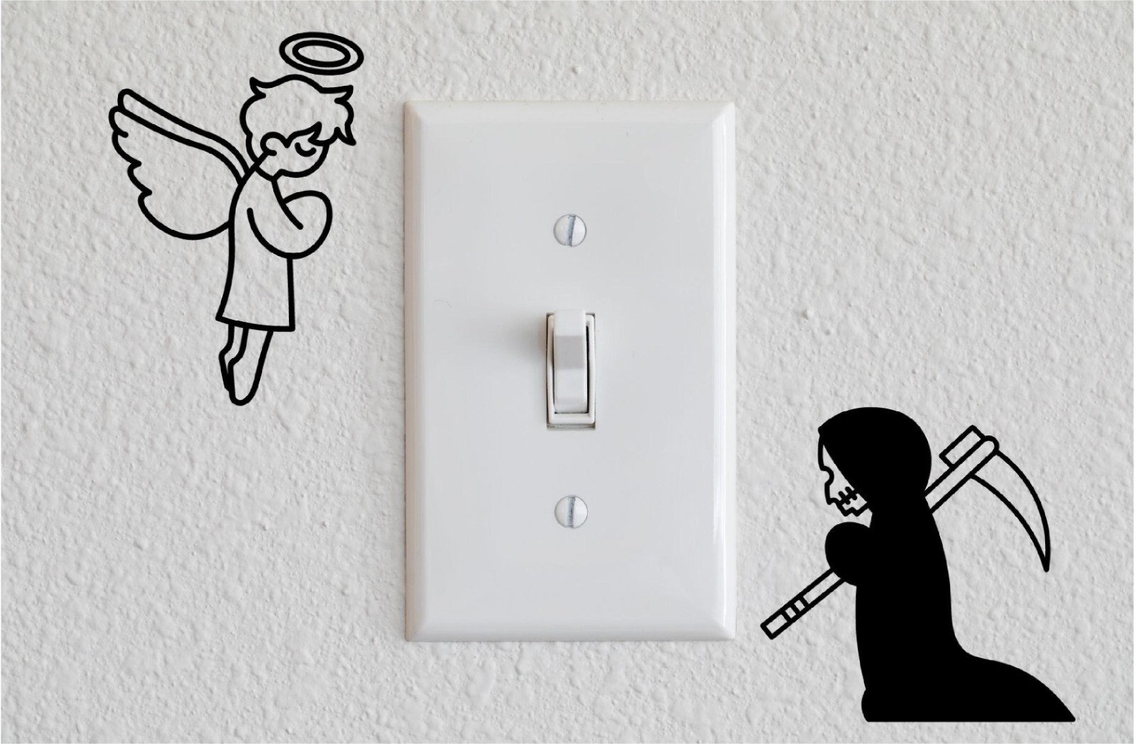 Angel and Grim Reaper Light Switch Sticker Funny Sticker Decal Halloween 3"inch