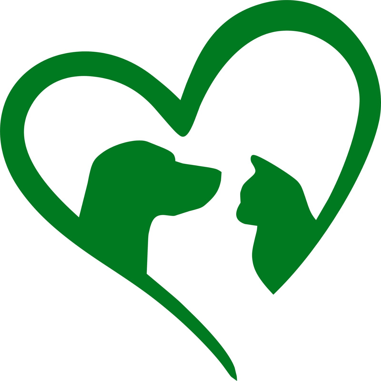 DOG & CAT IN A HEART in your choice of color DECAL 4"in X 4"in