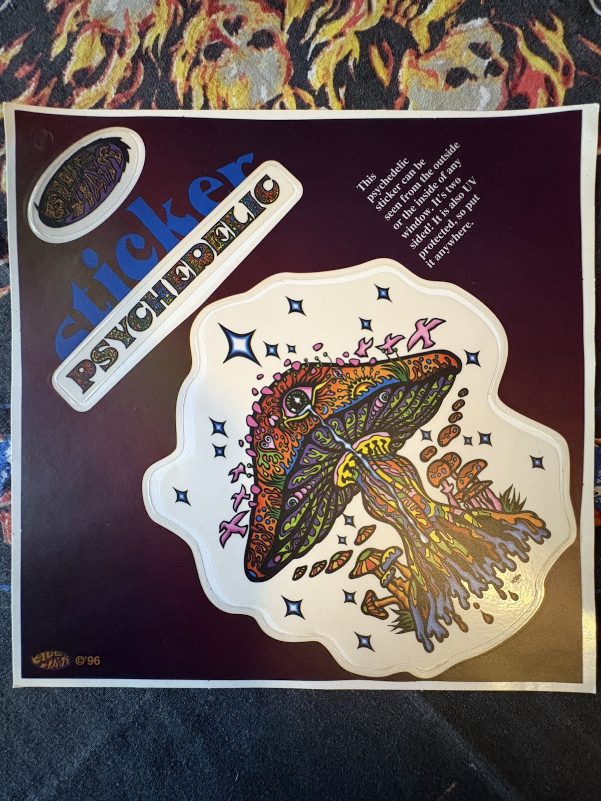 Vintage Blue Hair 96 Groovy Trippy Mushroom Window Decal UV Resistant