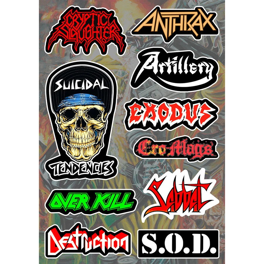 Thrash Metal Sticker Pack | Over Kill Municipal Waste Megadeth Sepultura S.O.D.