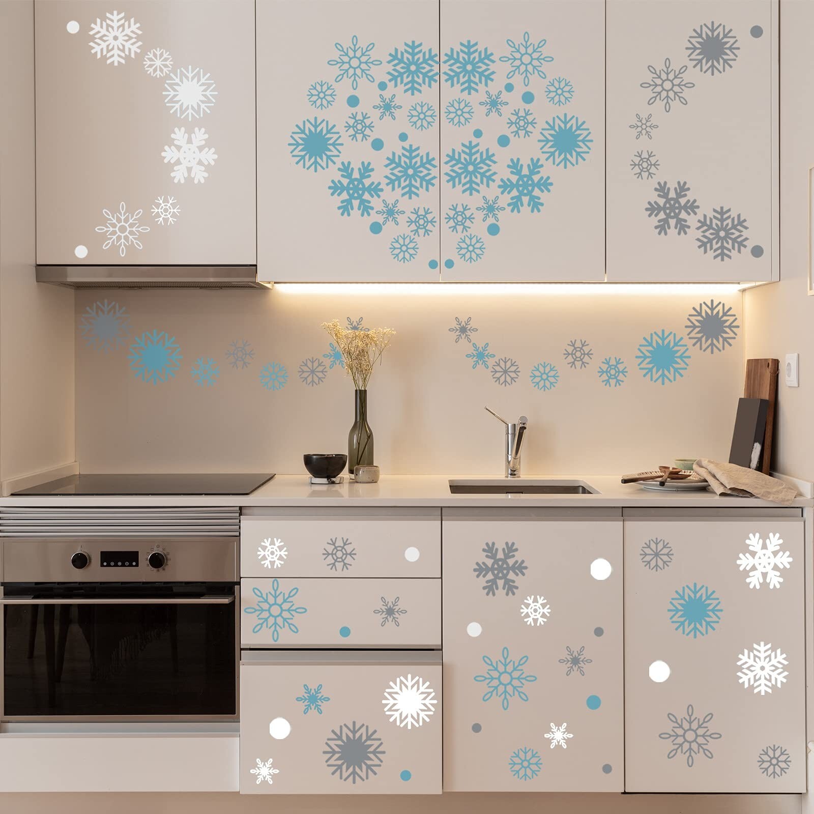 Outus 249 Pcs/ 6 Sheets Winter Snowflakes Wall Decals Snowflake Wall Winter C…