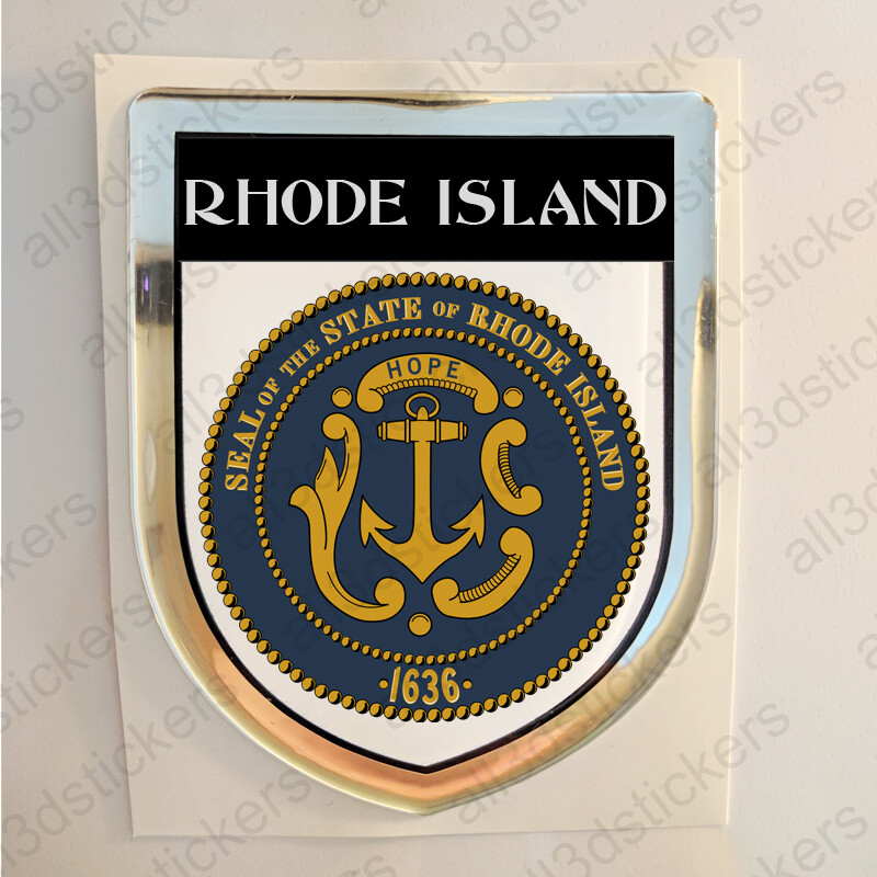 Rhode Island USA Sticker Seal Resin Domed Flag United States Stickers 3D Shield