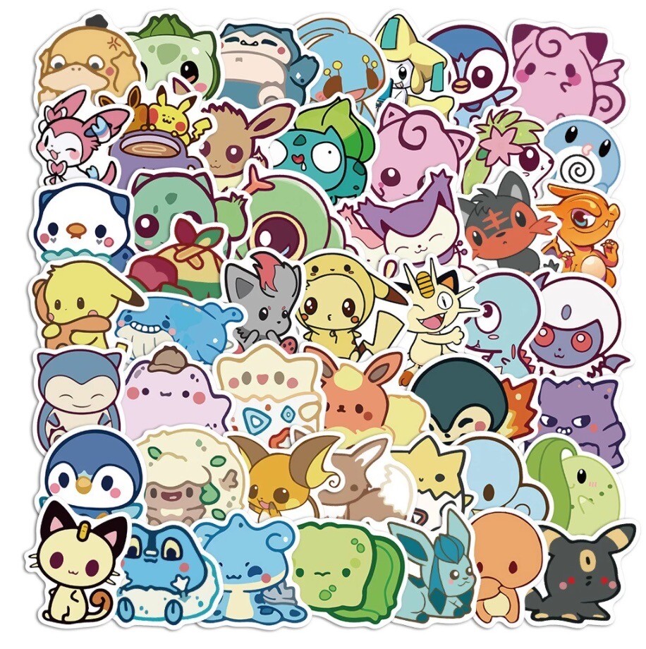 Pokemon Cute Kawaii Chibi Laptop Waterproof Stickers |50 Stickers|
