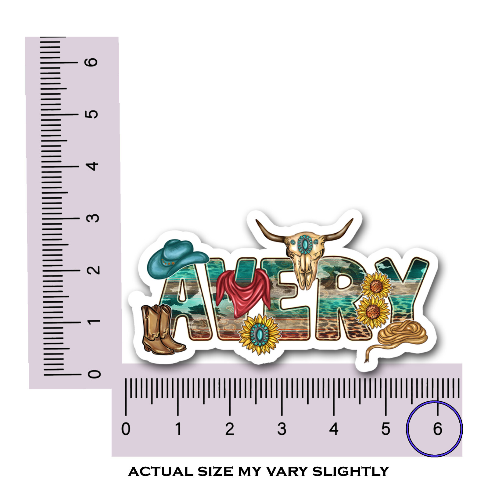 Custom Western Name Sticker Cowgirl Vinyl Gift Water Bottle Laptop Tumbler