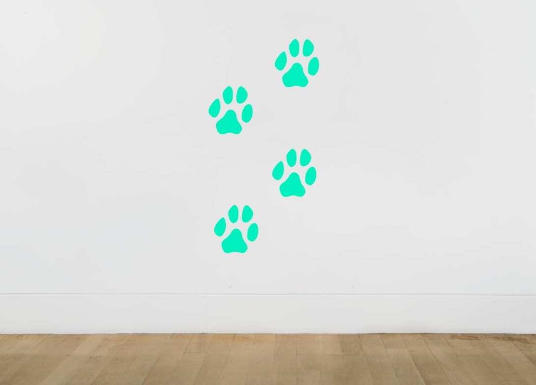 Paw Print Stickers Set of 4 Indoor or Outdoor Dog Cat Car Home Wall Vinyl Decal