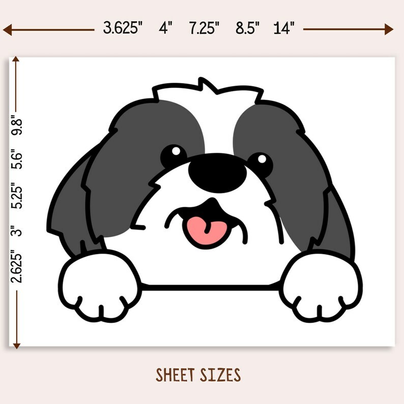 Black&White Shih Tzu Car Sticker / Dog Vinyl Car Decal Water Resistant Outdoor
