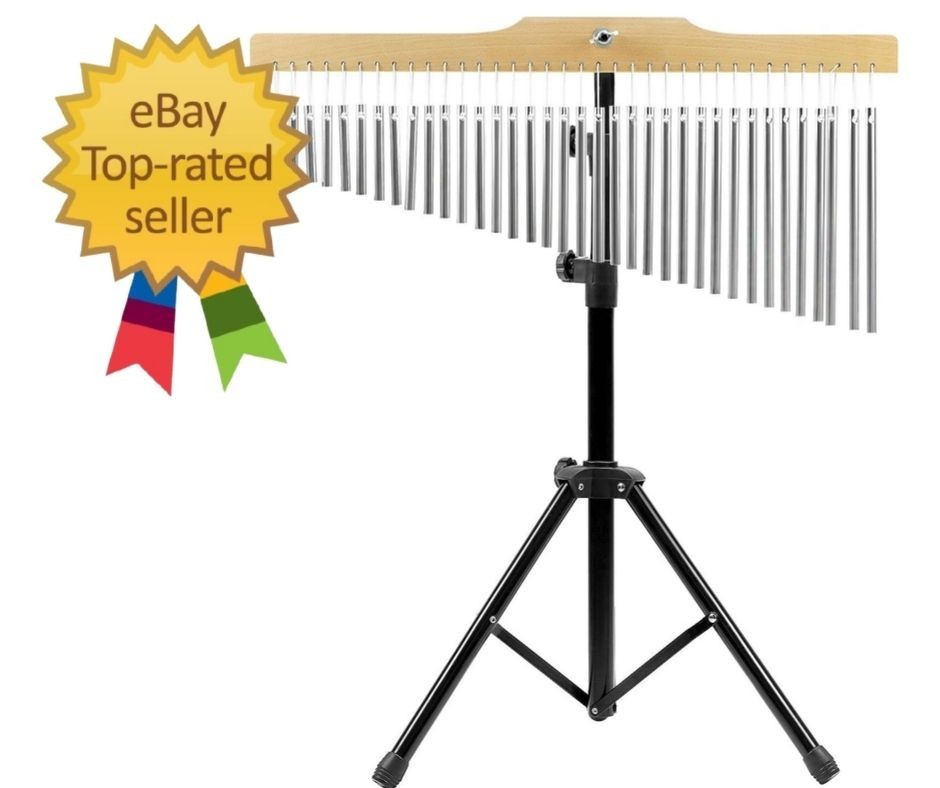 QWORK 36 Tones Musical Chimes Instruments with 2.3-4.2 ft Adjustable silver