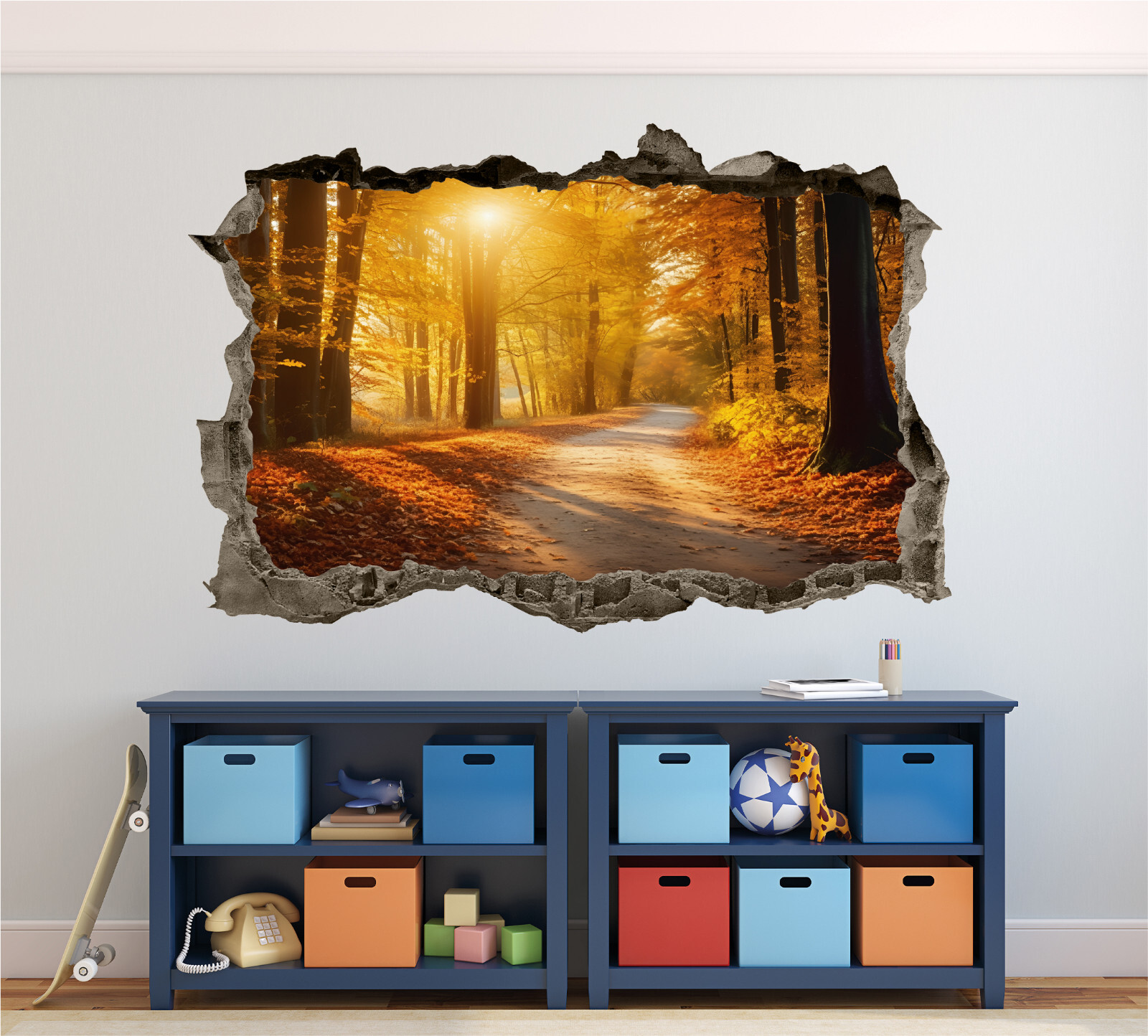 Autumm Forest Wall Decal 3D AI Graphic Sticker Landscape Print Mural KW110