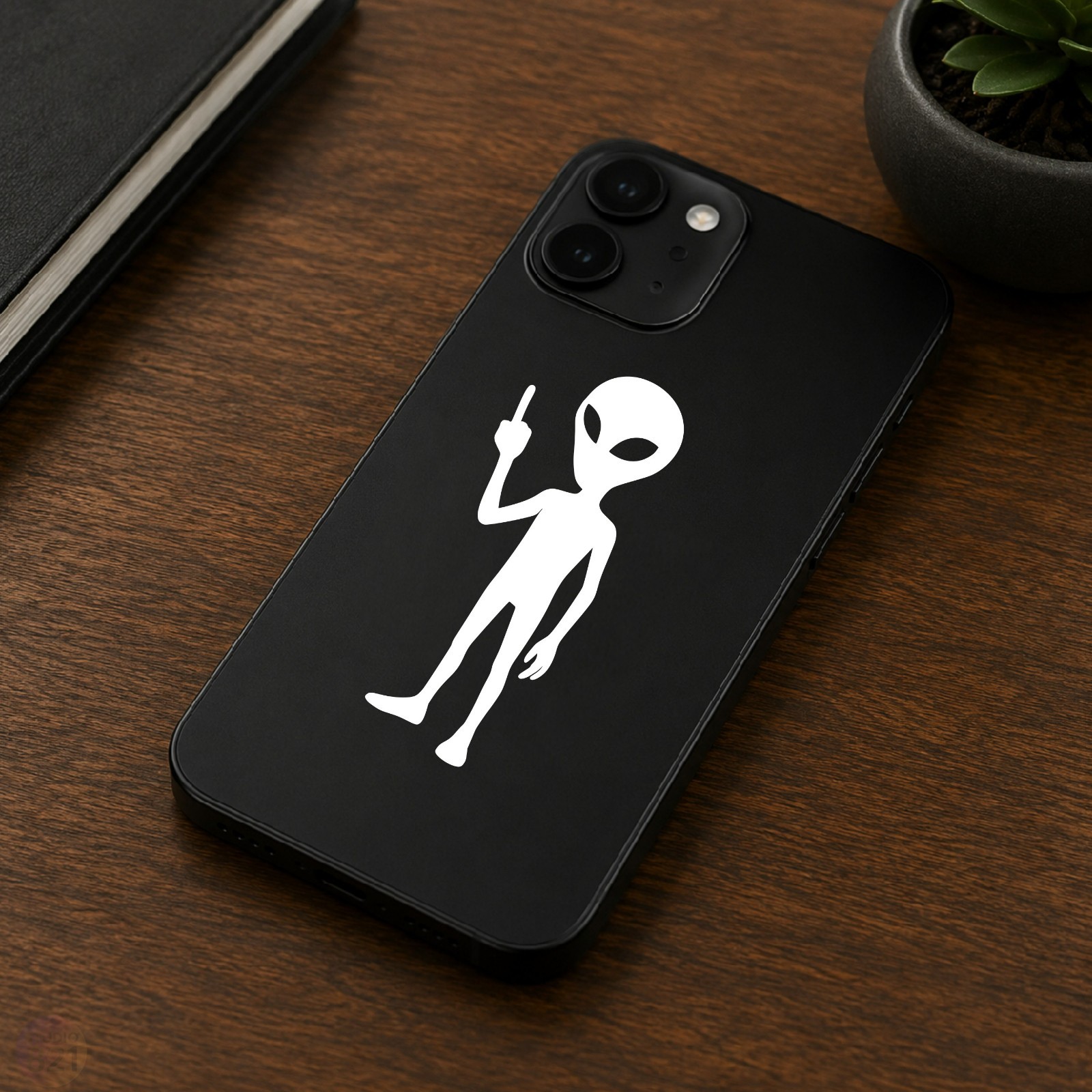 Alien Head Bird Sign Decal | UFO Area 51 Sticker | Car Truck Window Vinyl | Fun