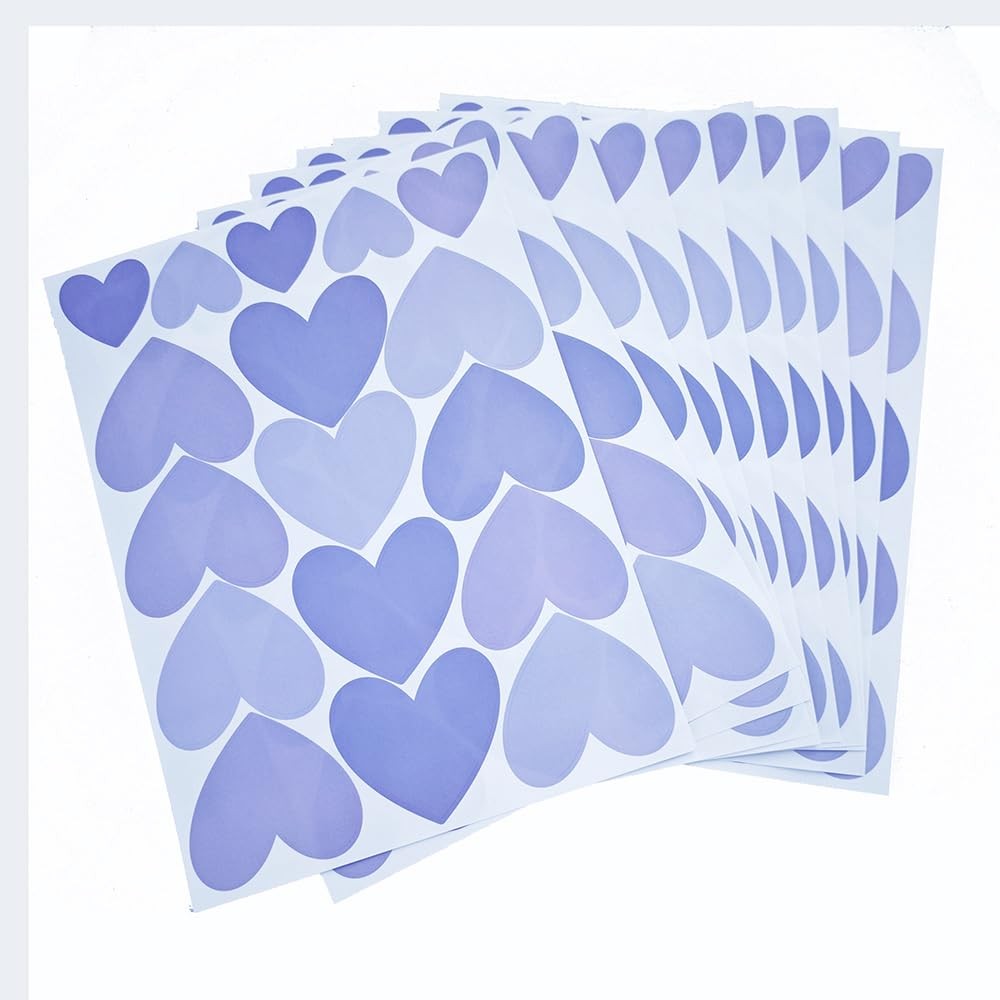 170 PCS Purple Heart Wall Decals – Ombre Lavender Waterproof Vinyl Peel & Sti…