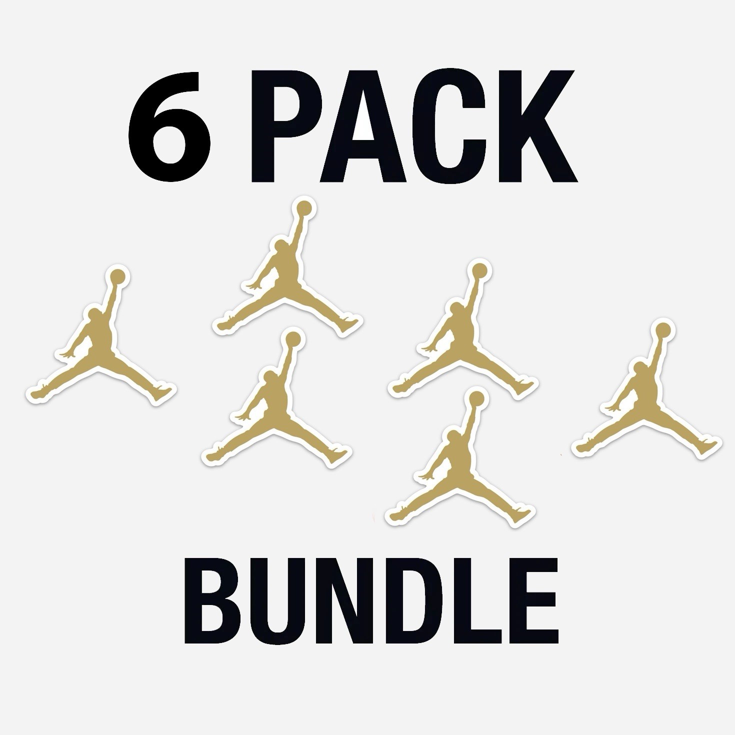 6x NIKE AIR JORDAN 3” JUMPMAN LOGO STICKER GOLD FLIGHT DECAL BUNDLE NBA MICHAEL