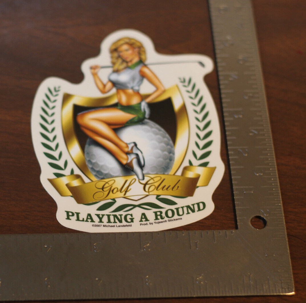NEW MICHAEL LANDEFELD PLAYING A ROUND GOLF PINUP STICKER