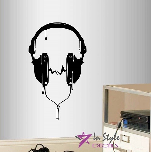 Vinyl Decal Headphones Sound Music Audio Teen Bedroom Any Room Wall Sticker 2135