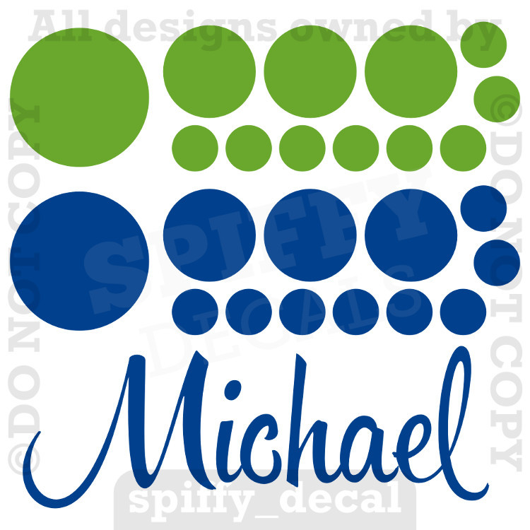 Personalized Custom Single Name Vinyl Wall Decal Sticker Decor Nursery Polkadots
