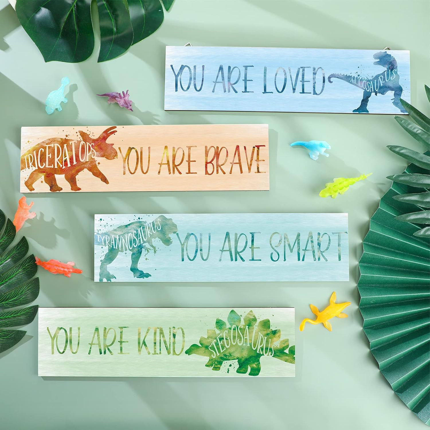 4 Pcs Dinosaur Room Decor for Boys, Inspirational Posters Wall Plaque for Kid…