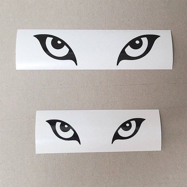 Reflective Wolf Cartoon Eyes Vinyl Decal Sticker for Motorcycle Helmets, Cars