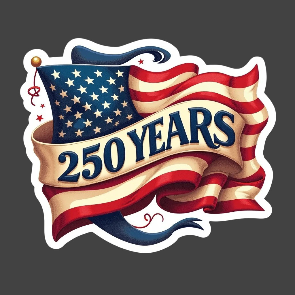 250 Years Sticker Vinyl Decal American Flag Patriotic USA 2026 Anniversary
