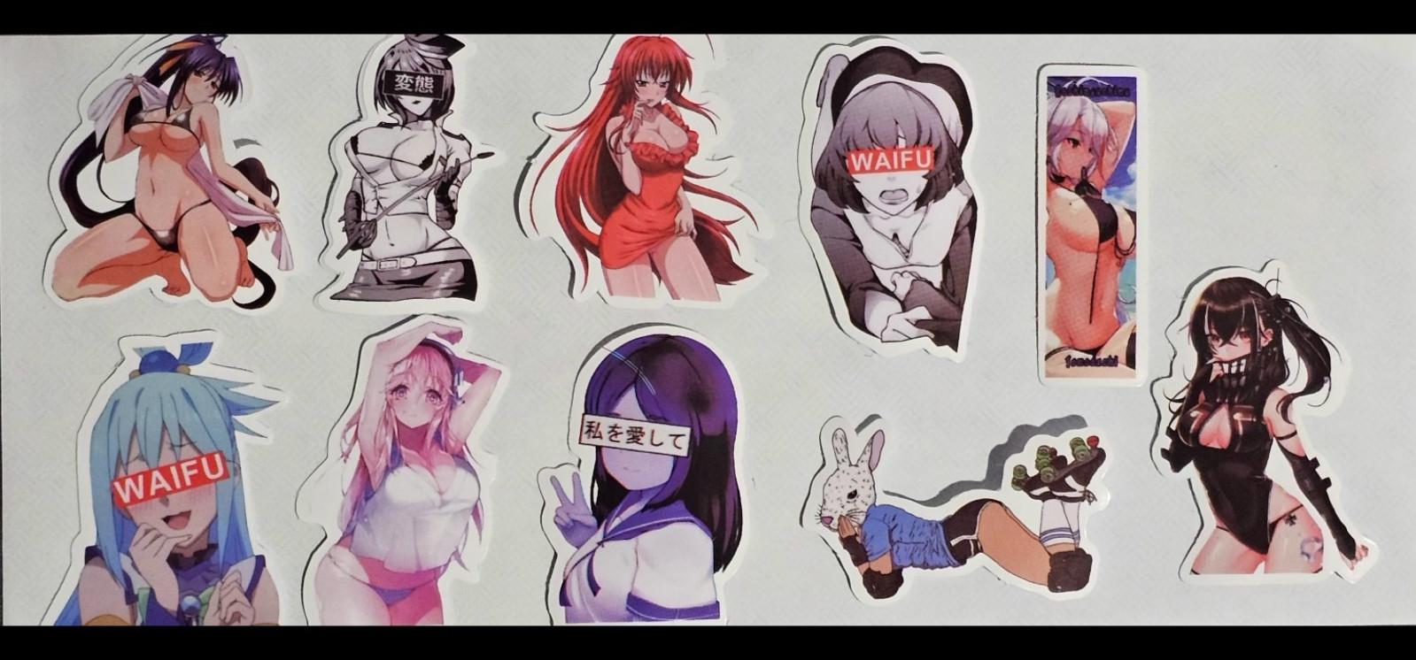 10 Pcs Varied Size 2 X 1 inch Adult NSFW Lewd Anime Waifu Stickers