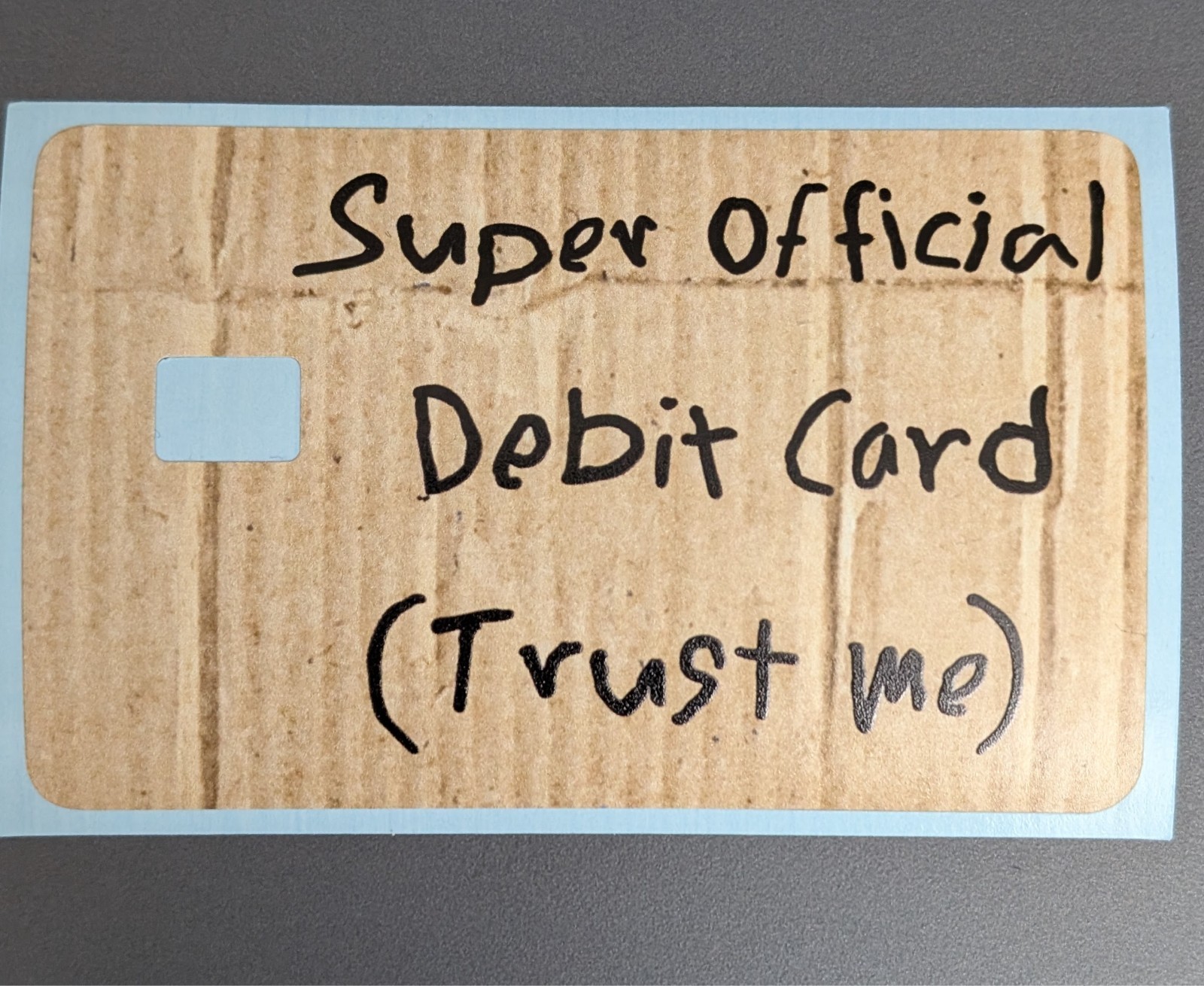 Super Official Cardboard Credit Card, Debit Card Skin Funny Decal Wrap Sticker